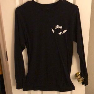 Stussy black long-sleeve logo print t-shirt
